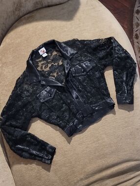 Black Satin & Lace Cropped Jacket